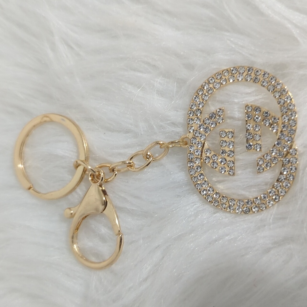 Gold Keychain with Crystal Accents - Picture 2 of 3